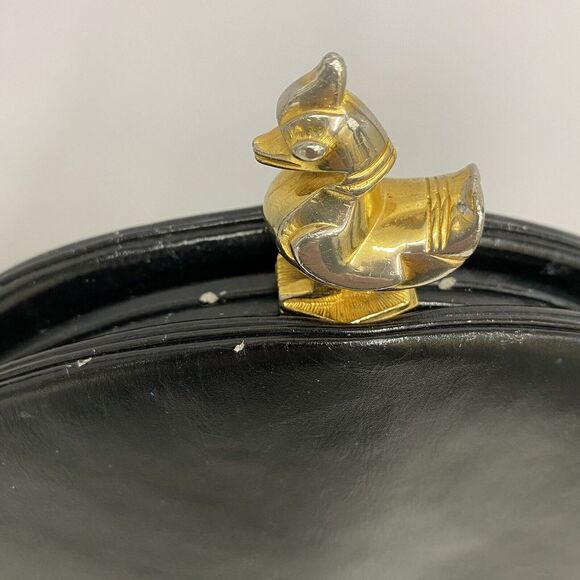 Vintage Judith Leiber Leather Purse Black Gold Tone Metal DUCK Clasp RARE‎ TLC - Picture 9 of 12